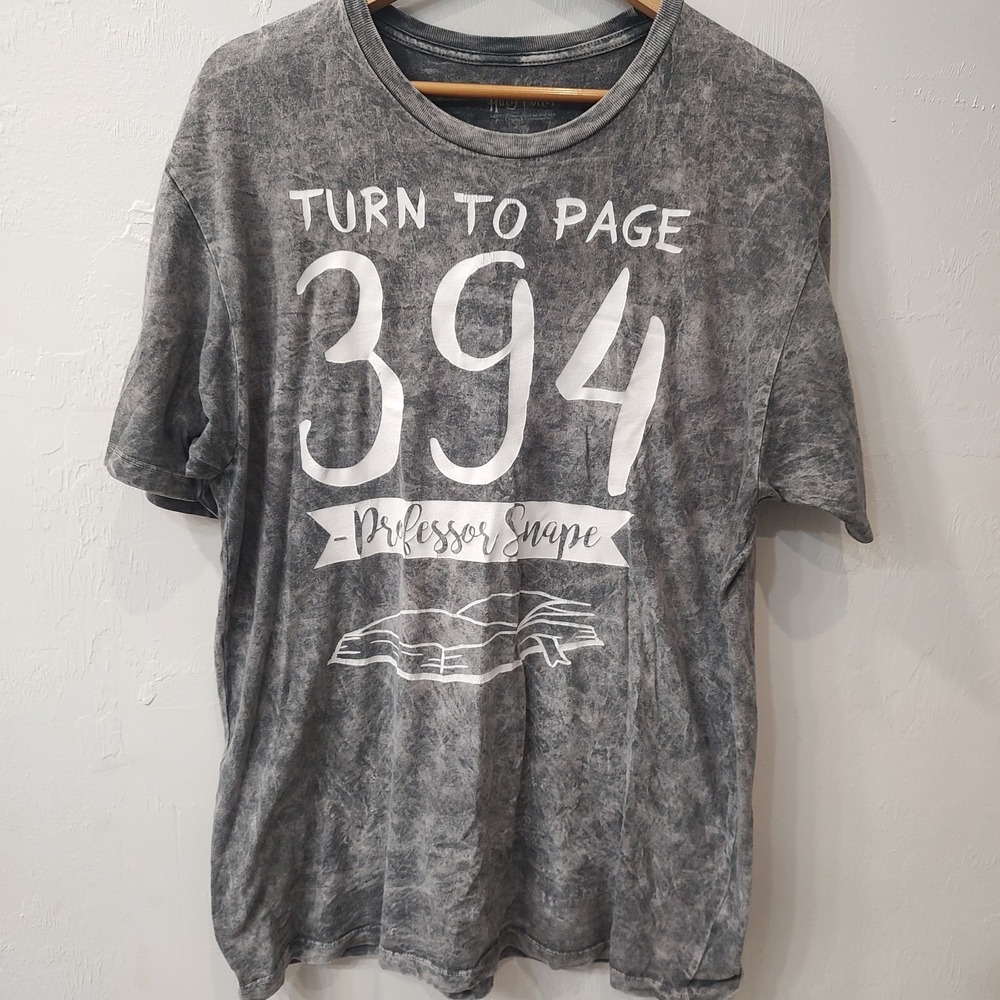 Harry Potter Professor Snape Shirt Sz Large Gray All Over Print Turn To Page 394